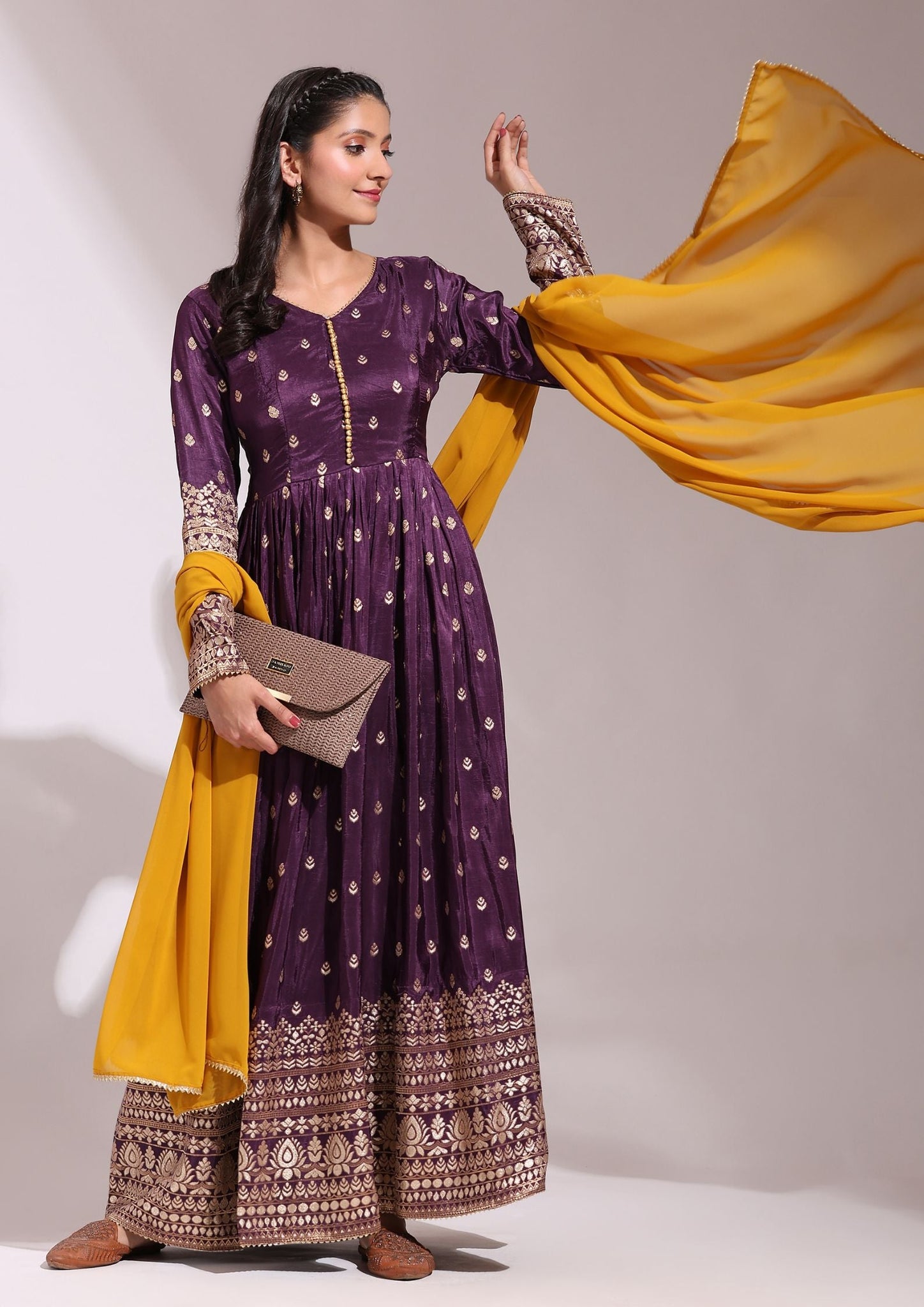 Bollywood Style Wine Color Viscose Anarkali Gown