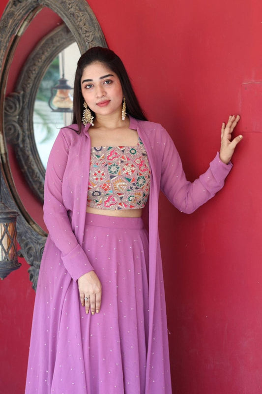 Pink Color Shrug Matching Blouse And Choli