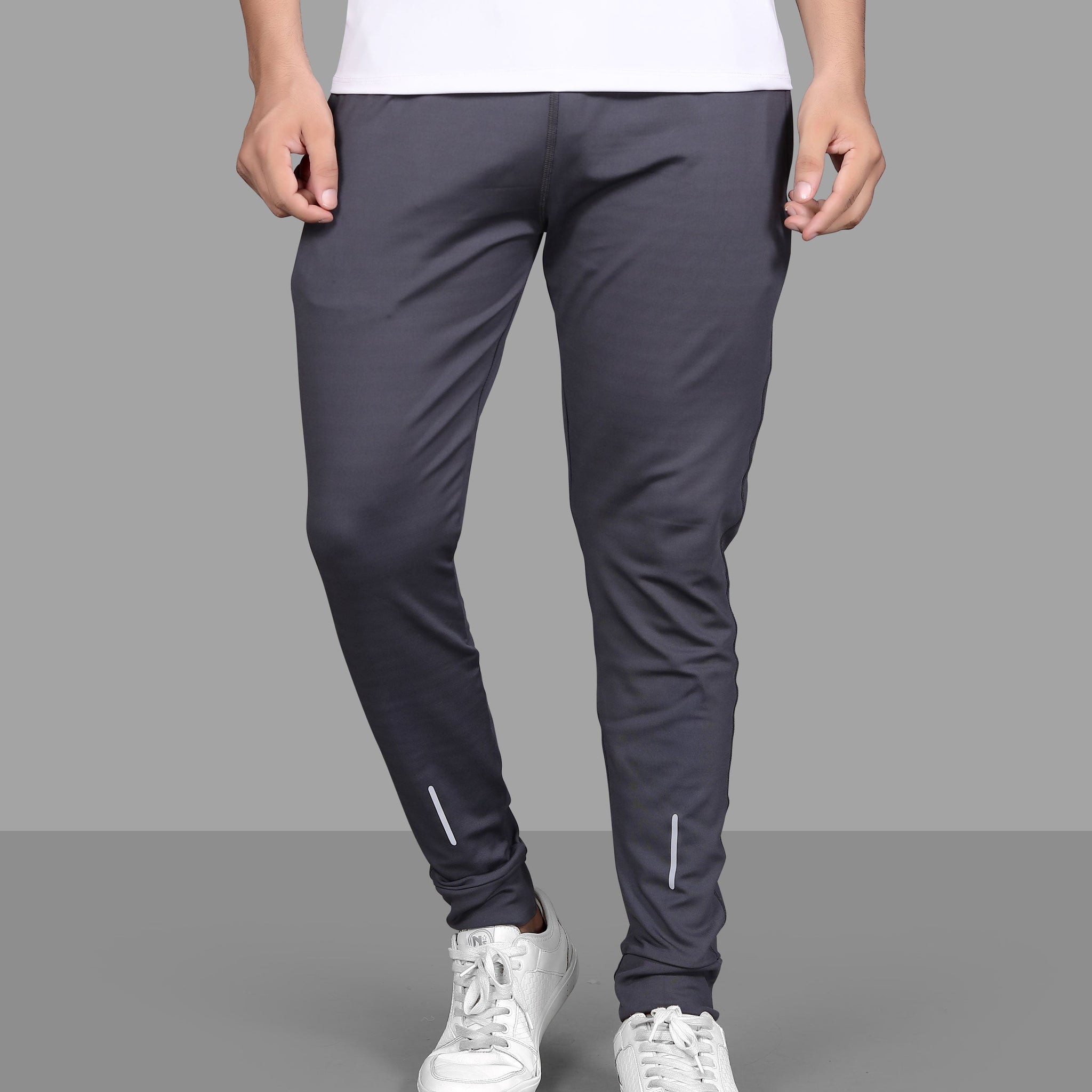 Solid Men Dark Grey Track Pants