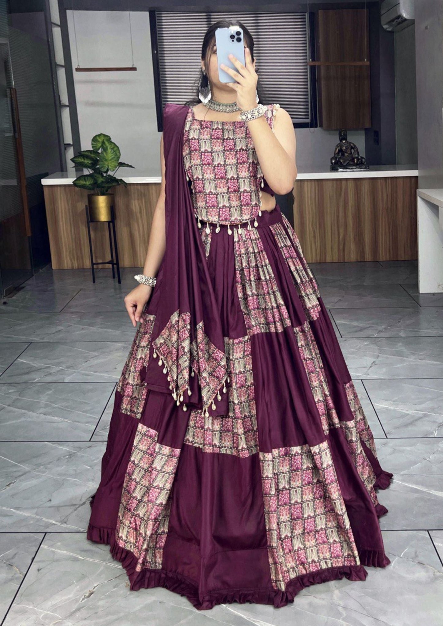 Sajani Wine Cotton Lehenga Sets