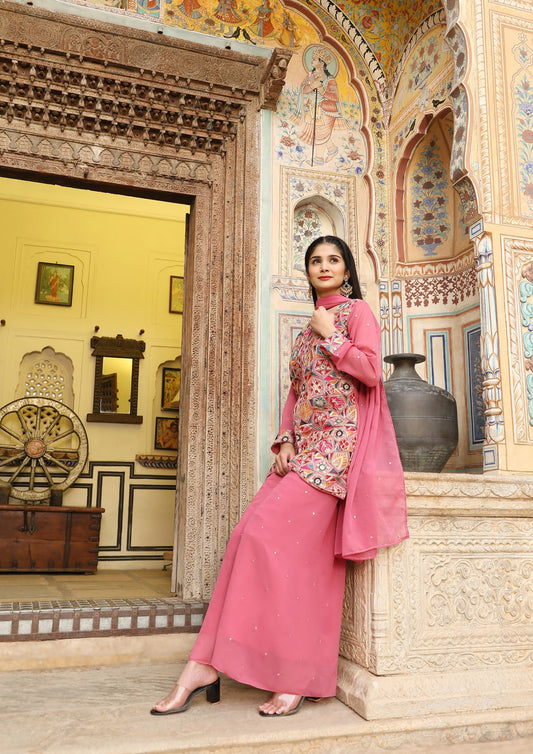 New Designer Pink Color Salwar with Suit And Embroidery Koti