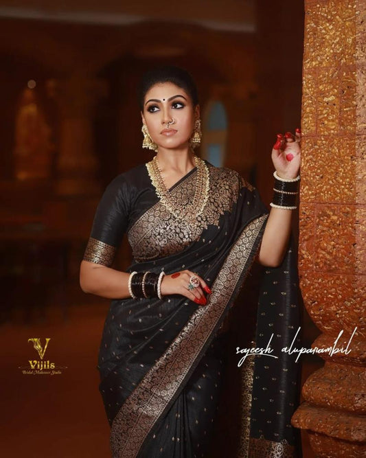 Elegantly decorated with gorgeous Solid Jacquard weave that gives a perfect look to the outfit Black Colour