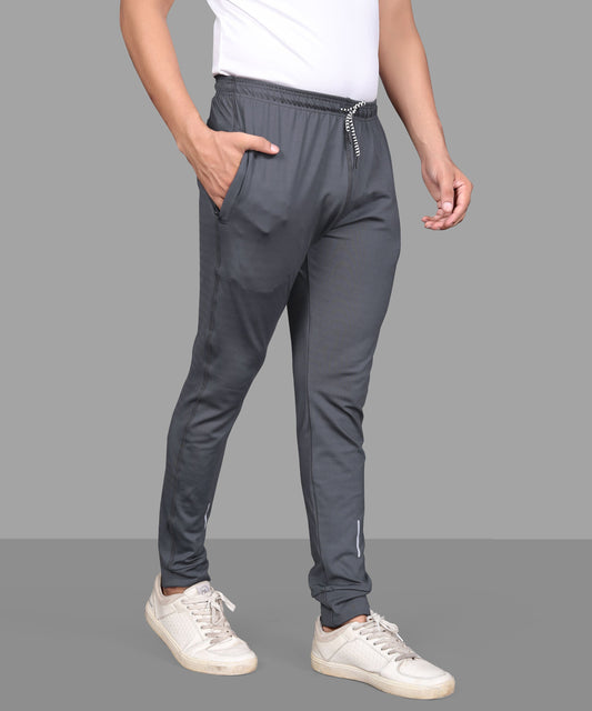 Solid Men Dark Grey Track Pants