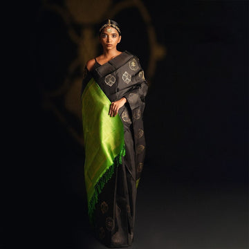 Elegantly decorated with gorgeous Solid Jacquard weave that gives a perfect look to the outfit  Black  Colur