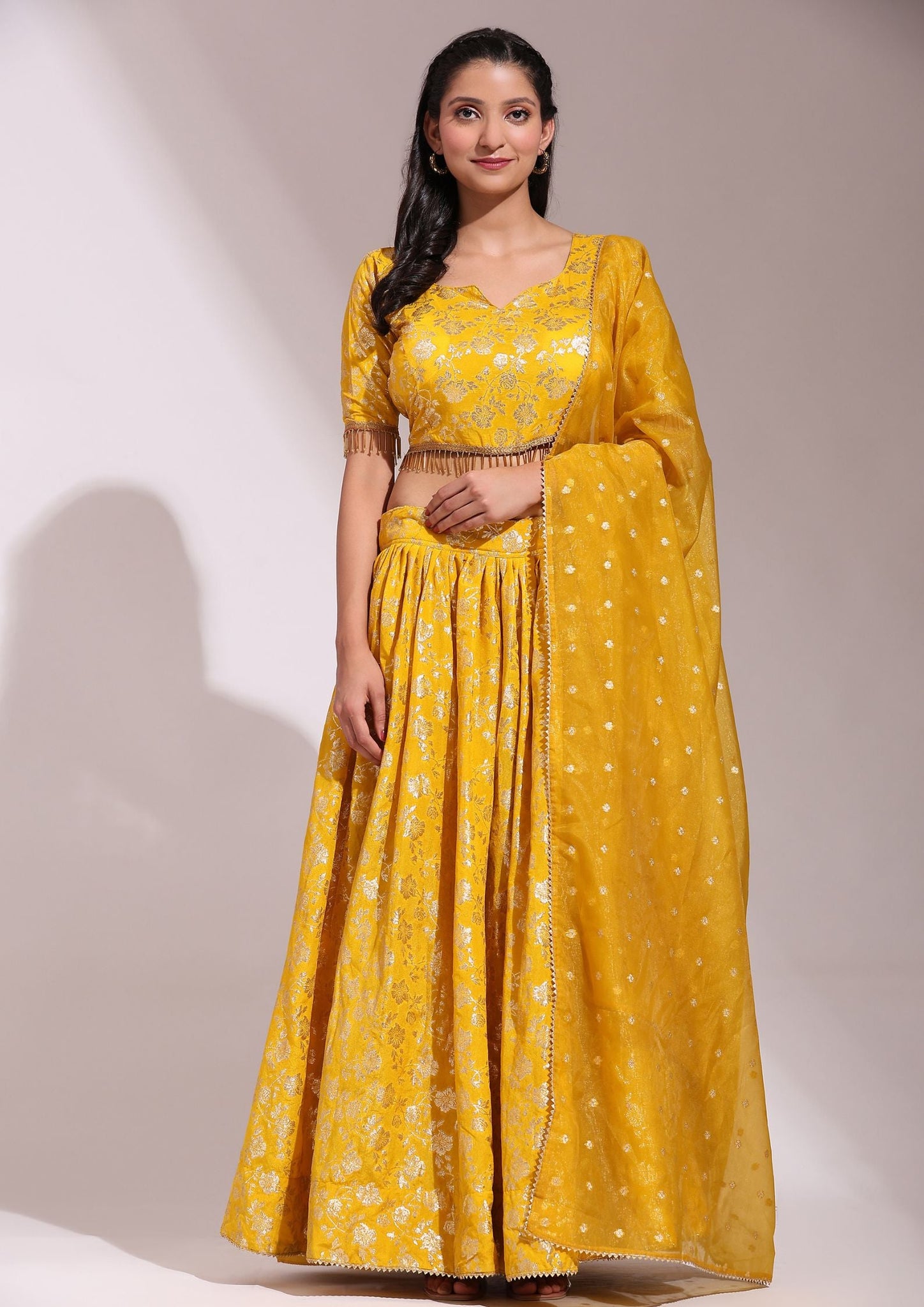 Yellow Lehenga Choli With Dupatta Set