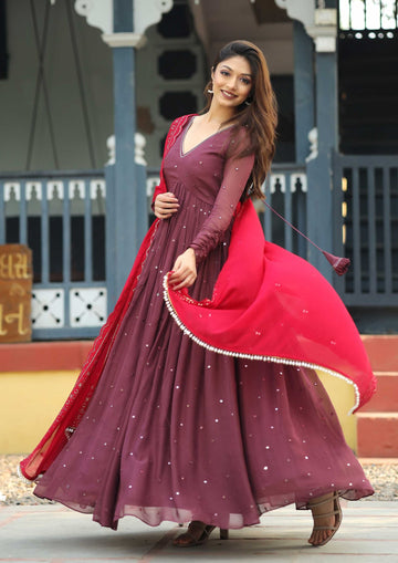 Classic desinger onion color anarkali gown