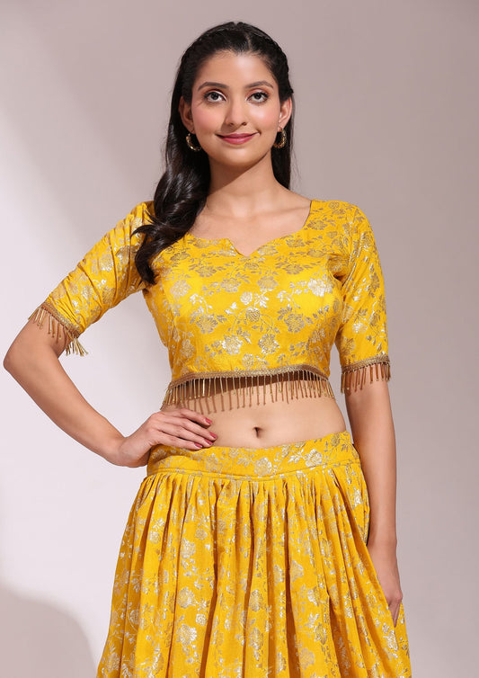 Yellow Lehenga Choli With Dupatta Set