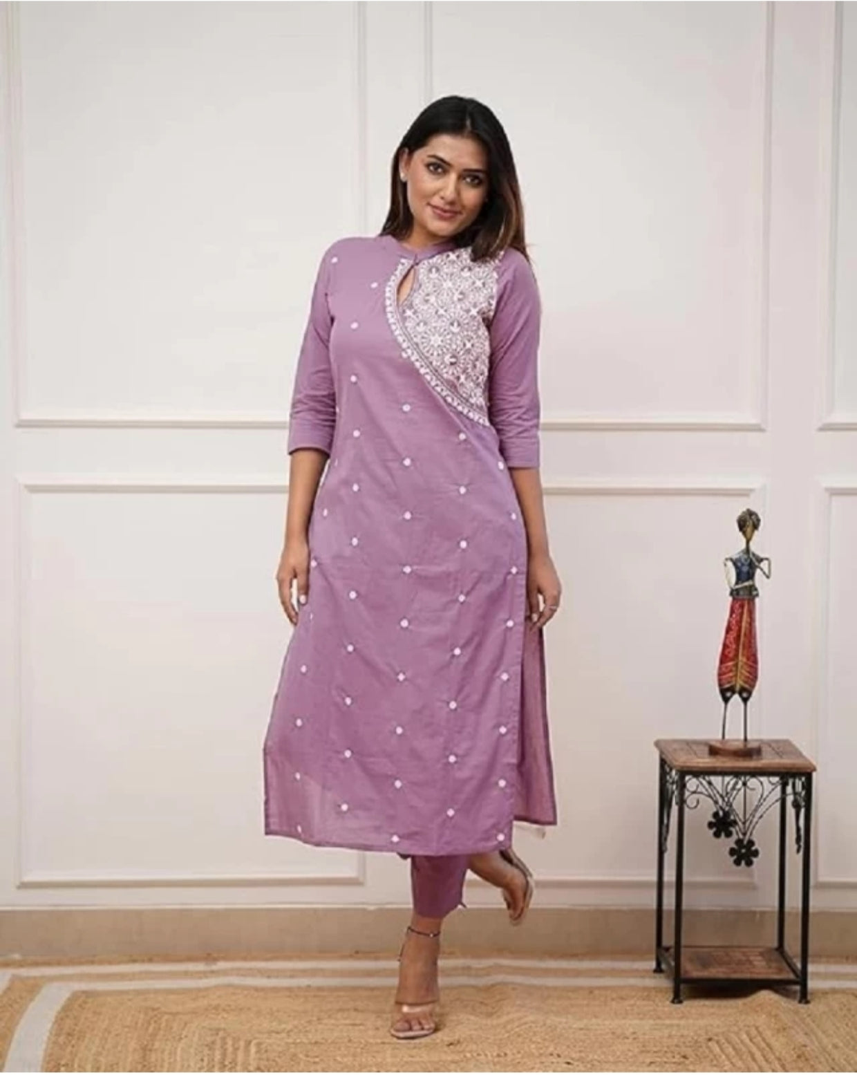 Elegant Whin Embroidered Kurti with Palazzo Set Whin Color