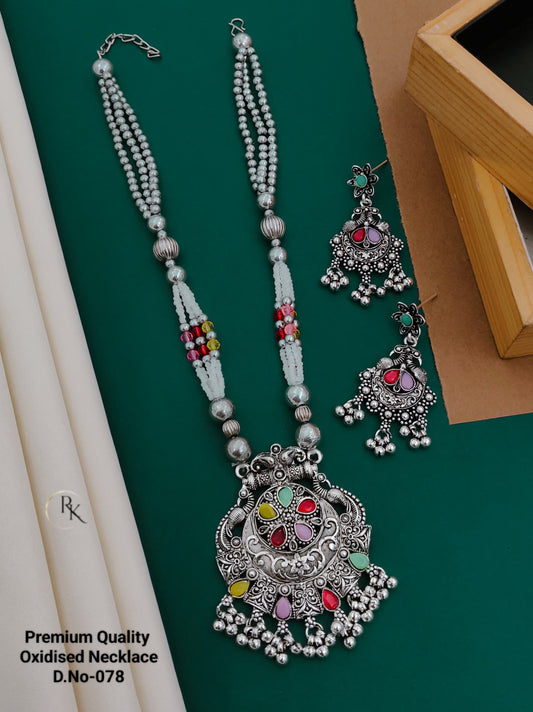 Royal Heritage Oxidized Necklace & Jhumka Set