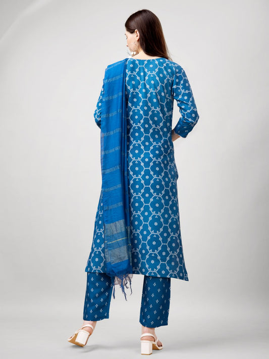 Rayon Print with Embroidery & Fancy Lace Work With Pant and Dupatta