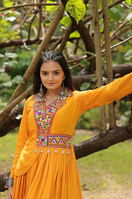 Reyon With Kutchi Gamthi Work Gown