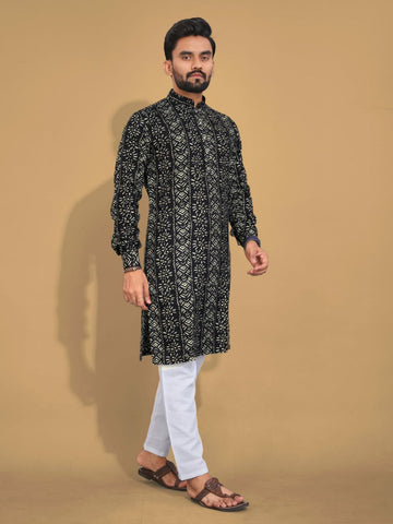 Long Kurtas in premium quality Cotton fabric with payzama Black