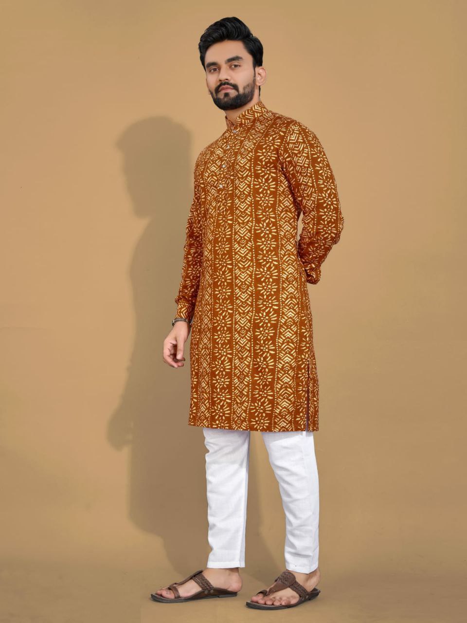 Long Kurtas in premium quality Cotton fabric with payzama  mustard